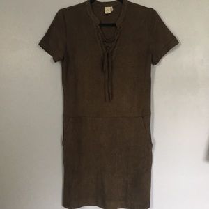 Lace up olive dress